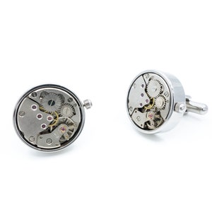REAL FUNCTIONAL Vintage watch round cufflinks, gift for him, best men gift, watch movement cufflinks, Steampunk gifts, Steampunk men