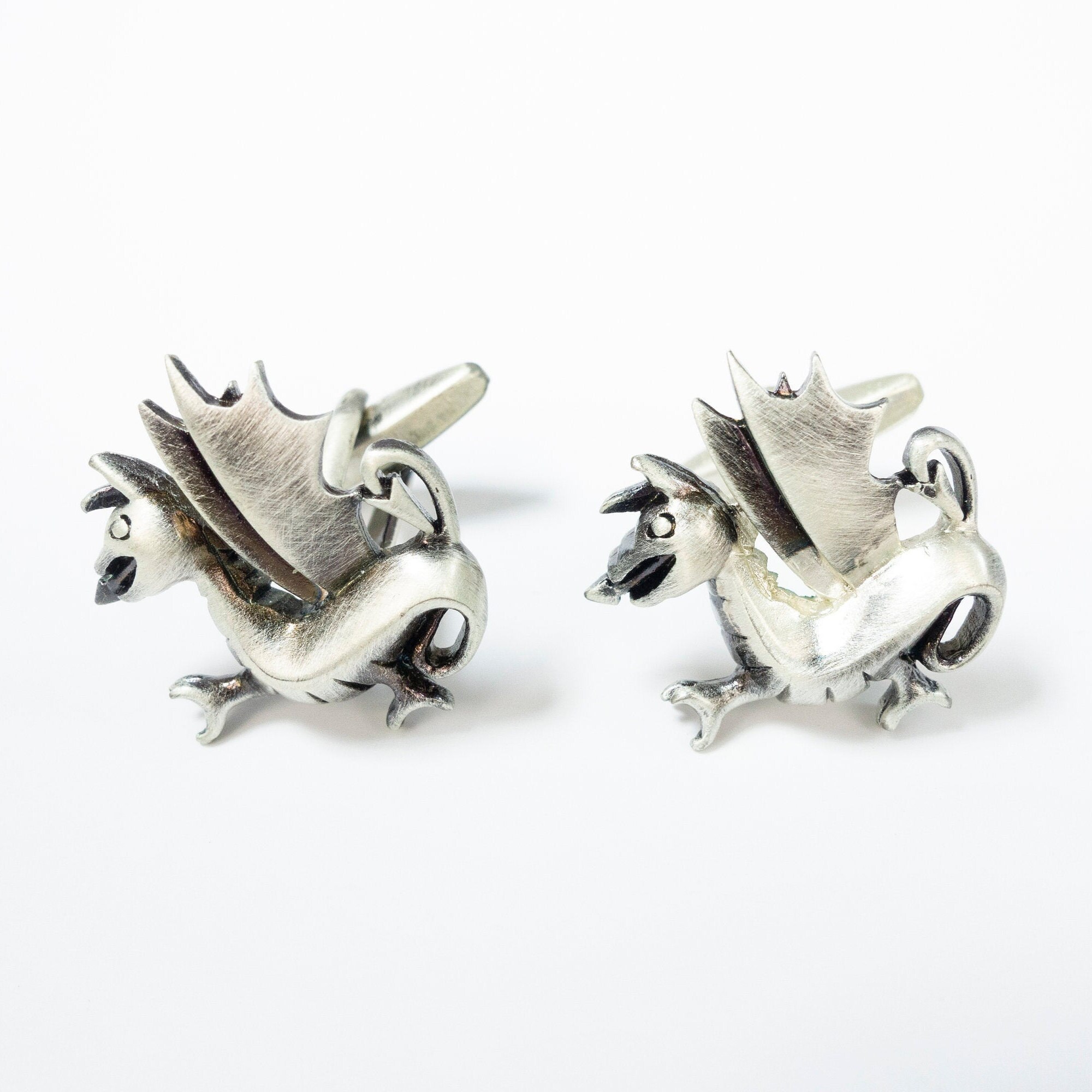 Stunning flying dragon silver cufflinks Mens Cuff Links Gold | Etsy