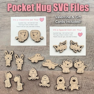 Pocket Hug SVG, Pocket Hug Animals Digital File, Pocket Pal Svg, Pocket Hug Valentine svg, Pocket Animal SVG File, Glowforge Svg File