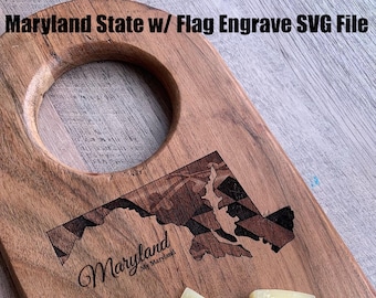 Maryland SVG file, Laser Engrave svg, Maryland State Cutout, Maryland State Flag svg, Glowforge svg file, Laser Files, Maryland Svg, Cutout