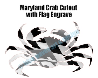 Maryland Crab, Laser Engrave File, Crab Laser SVG, Glowforge svg file, Laser Engrave SVG, Laser Files, Maryland Flag, Crab Cutout Svg