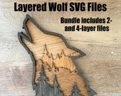 Layered Wolf SVG File, Multi Layer Svg File, Multi-layer Wolf Digital File, Layered Svg File, Glowforge Svg Layered File, Laser Engrave Svg