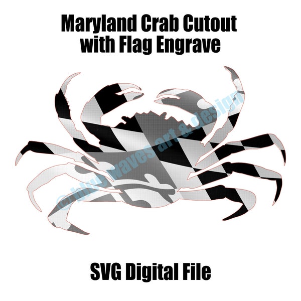 Maryland Crab, Laser Engrave File, Crab Laser SVG, Glowforge svg file, Laser Engrave SVG, Laser Files, Maryland Flag, Crab Cutout Svg