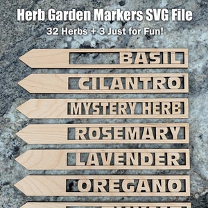 Arquivos SVG de marcadores de jardim de ervas, palitos de jardim de ervas, marcadores de jardim de ervas, arquivo SVG de marcadores de plantas de ervas, arquivo SVG Glowforge, marcadores de ervas SVG