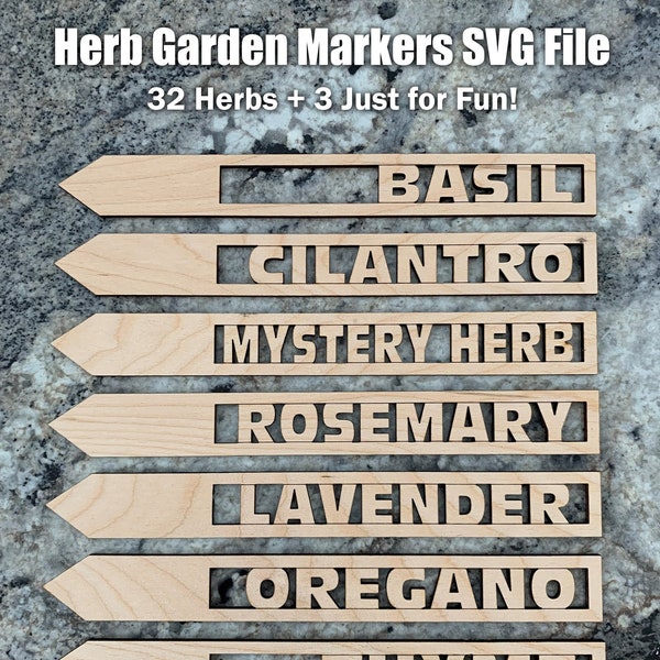 Herb Garden Markers SVG Files, Herb Garden Sticks, Herbs Garden Markers, Herb Plant Markers Svg File, Glowforge Svg File, Herbs Markers SVg