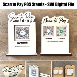 Point of Sale Scan to Pay Stand SVG, Scan to Pay Sign SVG Datei, Venmo Apple Pay Cash App QR CodeStänder Svg Datei für Glowforge, Svg Datei, SVG