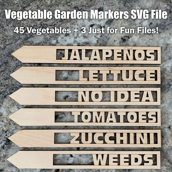 Fichiers SVG de marqueur de jardin, fichier Svg de marqueurs de légumes, fichier Svg de pieu de jardin, fichier numérique de marqueurs de plantes, fichier Svg Glowforge, svg de pieu de jardin