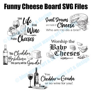 面白いシャルキュトリー ボード SVG ファイル、チーズ SVG ファイル、チーズ ボード彫刻デジタル ファイル、シャルキュトリー ボード彫刻ファイル、チーズ ダジャレ SVG