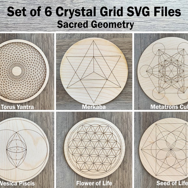 Crystal Grid SVG Files, Sacred Geometry Svg File, Sacred Crystal Grid Digital File, Glowforge Svg Files, Crystal Geometry Grid Digital File