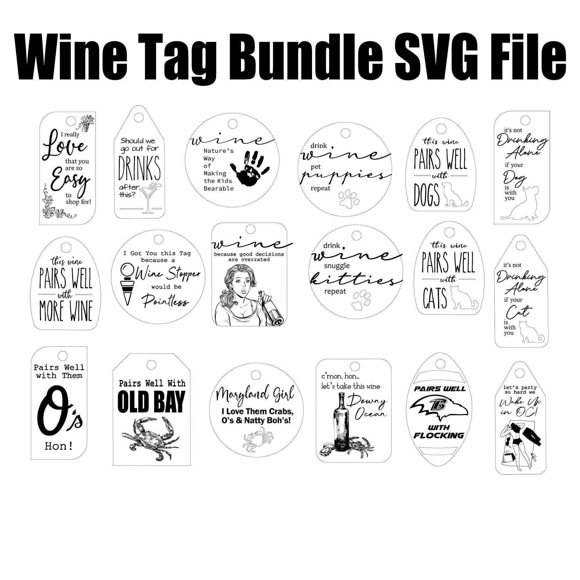 Wine Tag SVG Files Laser Engrave Svg Wine Tag Laser File Etsy