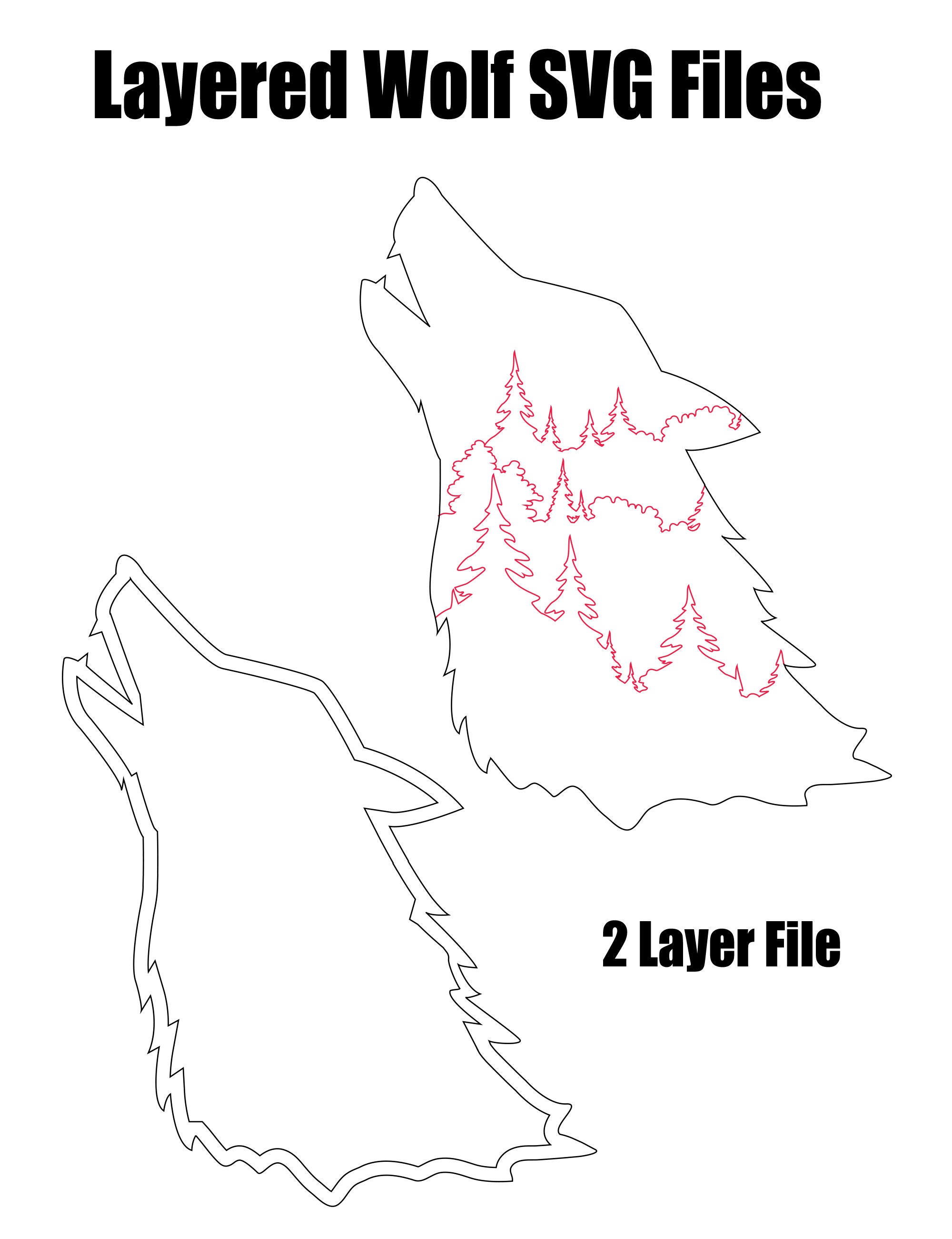 Layered Wolf SVG File, Multi Layer Svg File, Multi-layer Wolf Digital ...