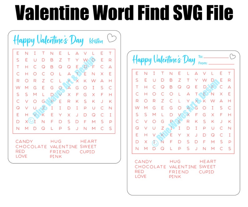 Valentine Word Search SVG File, Valentine's Day Svg File, Word Search ...