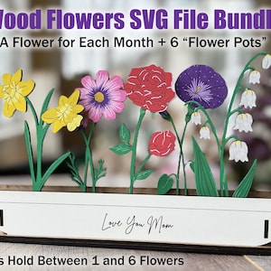 Wood Flowers SVG File, Mothers Day Svg, Mothers Day Digital File, Flower Laser File, Mothers Day Wood Flowers Svg File, Glowforge Svg File