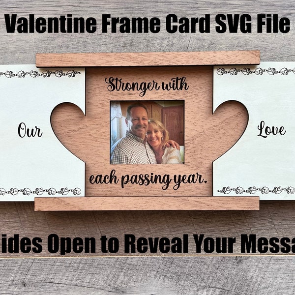 Valentine Photo Frame Card SVG File, Laser Engrave Valentine Card Digital File, Valentine SVG, Valentine's Day Svg File, Glowforge Valentine