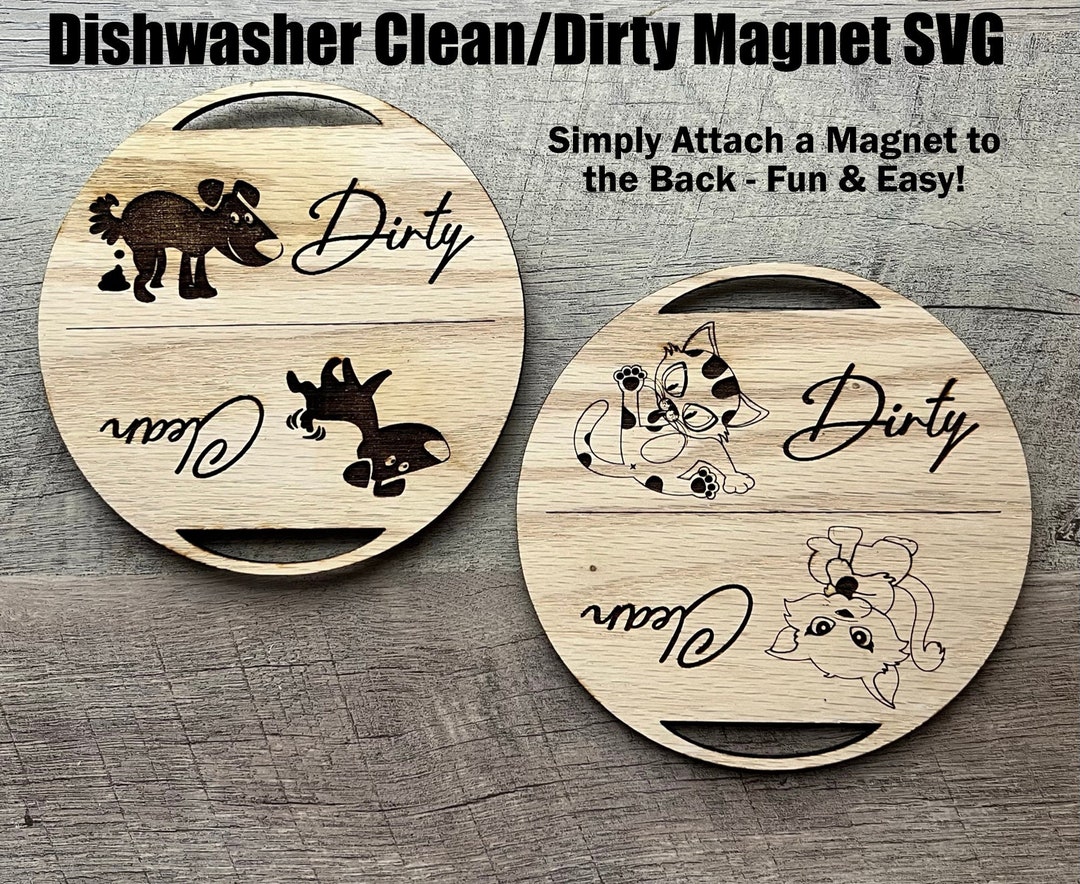 Pet Dishwasher Clean Dirt Flip Magnet, Cat Dishwasher Clean
