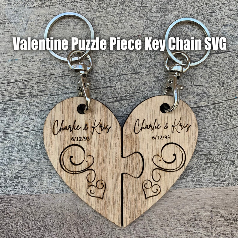 Valentine Heart Puzzle Piece Keychain SVG File Heart Puzzle Etsy