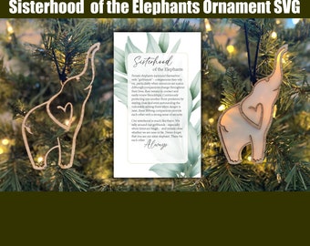 Sisterhood of the Elephants Ornament SVG File, Sister Elephant Ornament, Elephant Ornament Digital File, Glowforge SVG Files, Ornament SVG