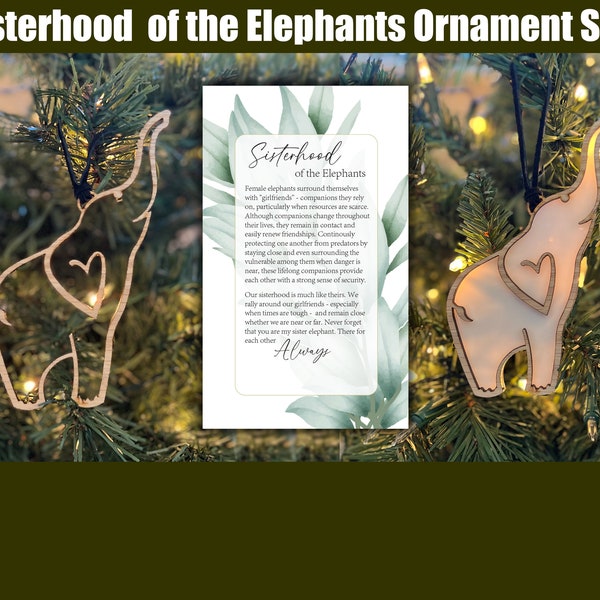 Sisterhood of the Elephants Ornament SVG File, Sister Elephant Ornament, Elephant Ornament Digital File, Glowforge SVG Files, Ornament SVG