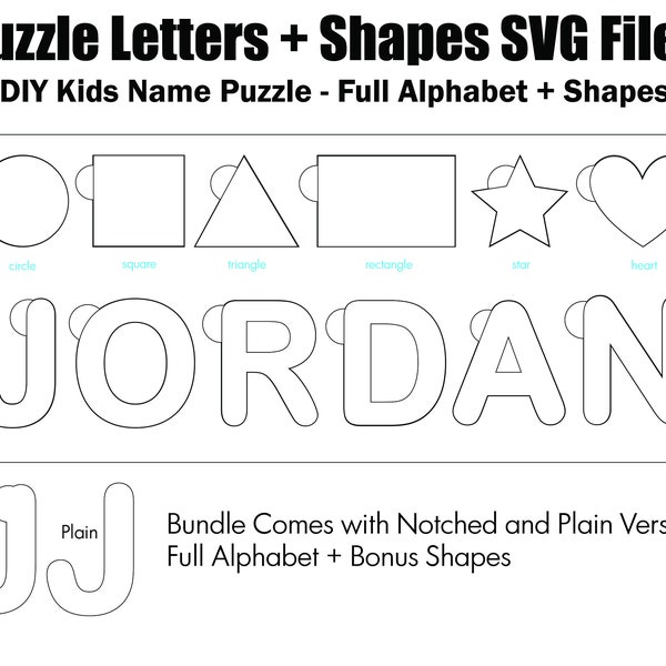 Kids Name Puzzle SVG Files, Alphabet Svg Files, DIY Child Name Puzzle Digital File, Puzzle Letters Svg File, Glowforge Svg, Kids Name Puzzle