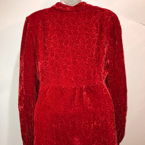 Vintage Handmade Size 6-8 Red Crushed Velvet Maxi… - image 9