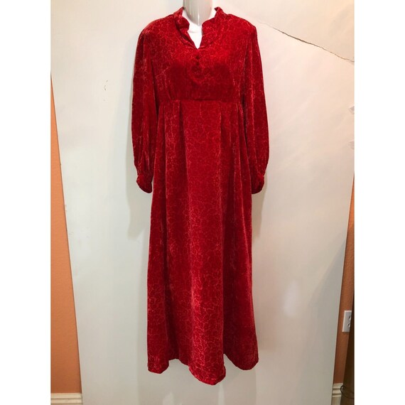 Vintage Handmade Size 6-8 Red Crushed Velvet Maxi… - image 3