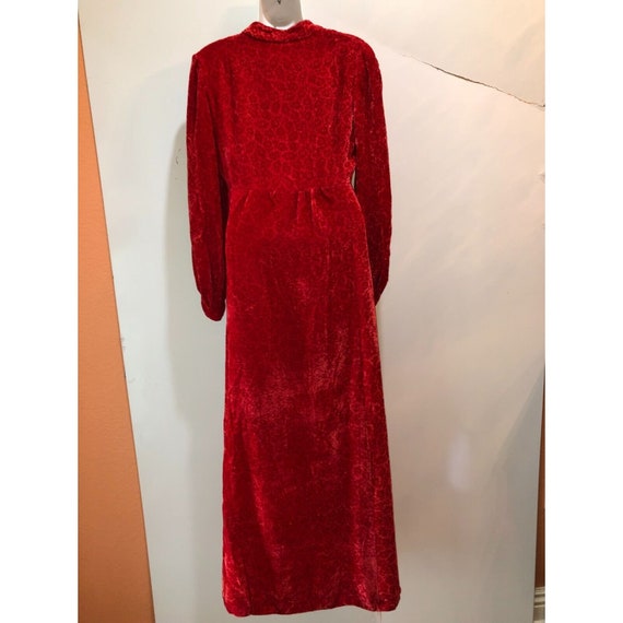 Vintage Handmade Size 6-8 Red Crushed Velvet Maxi… - image 8