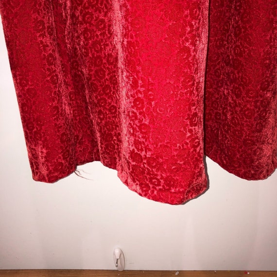 Vintage Handmade Size 6-8 Red Crushed Velvet Maxi… - image 6