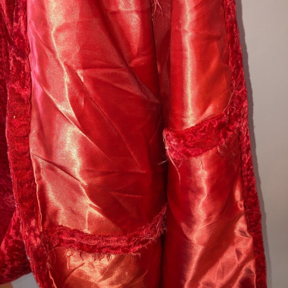 Vintage Handmade Size 6-8 Red Crushed Velvet Maxi… - image 10