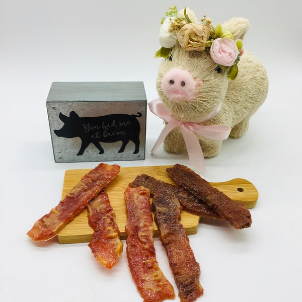 Faux Bacon, Fake Food, Bacon Strips for Crafts and Photo Props, Kitchen Decor, Faux Pork,Resin
