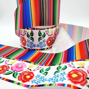 Floral & Serape Grosgrain Ribbon: 3-Inch Wide, Rainbow Colors