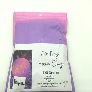 Foam Clay, Air Dry, Light Weight, Fake Bake Craft Supplies, Slime Supplies, purple color, 100 Grams