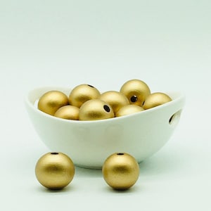 Wood Beads, Gold Beads, Great for Bead Garlands, Tiered Trays, Wreath Attachments, Holiday Decorating, Christmas, Farmhouse crafts