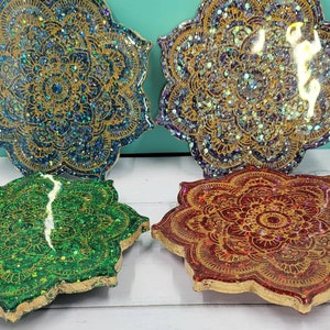 Cookie Spinners, Cupcake Spinners, Turners, Carousel,Mandala Design, Gold Leaf, Mother's Day Gift, trivet,  spinner, kitchen decor, baker