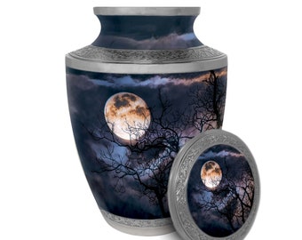 Peaceful Moon Cremation Urn: Handcrafted Metal Urn for Ashes