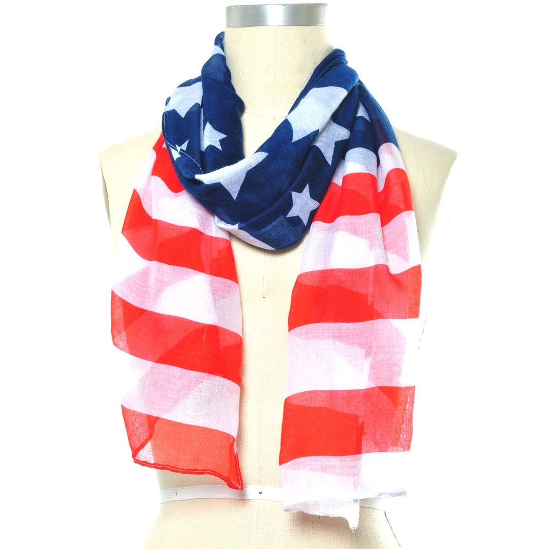 Luxspecialty Light Weight American Flag Theme Oblong Scarf Etsy