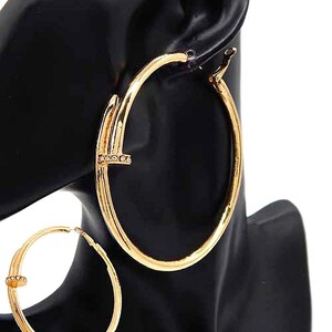 clydia 80MM Polished Nail Inspired Hoop Earrings