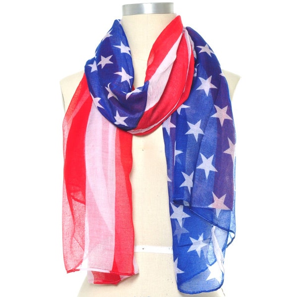 Luxspecialty Full Size American Flag Theme Oblong Scarf