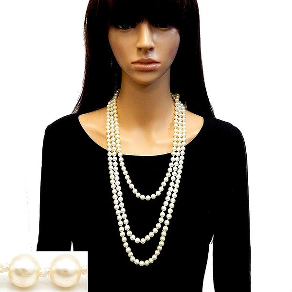 Luxspecialty 8MM 84 Inch Long Pearls Necklace