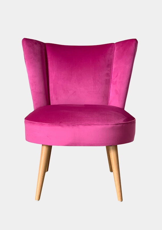 Cocktail Chair Seat in Pink Velvet. Matching Footstool Available