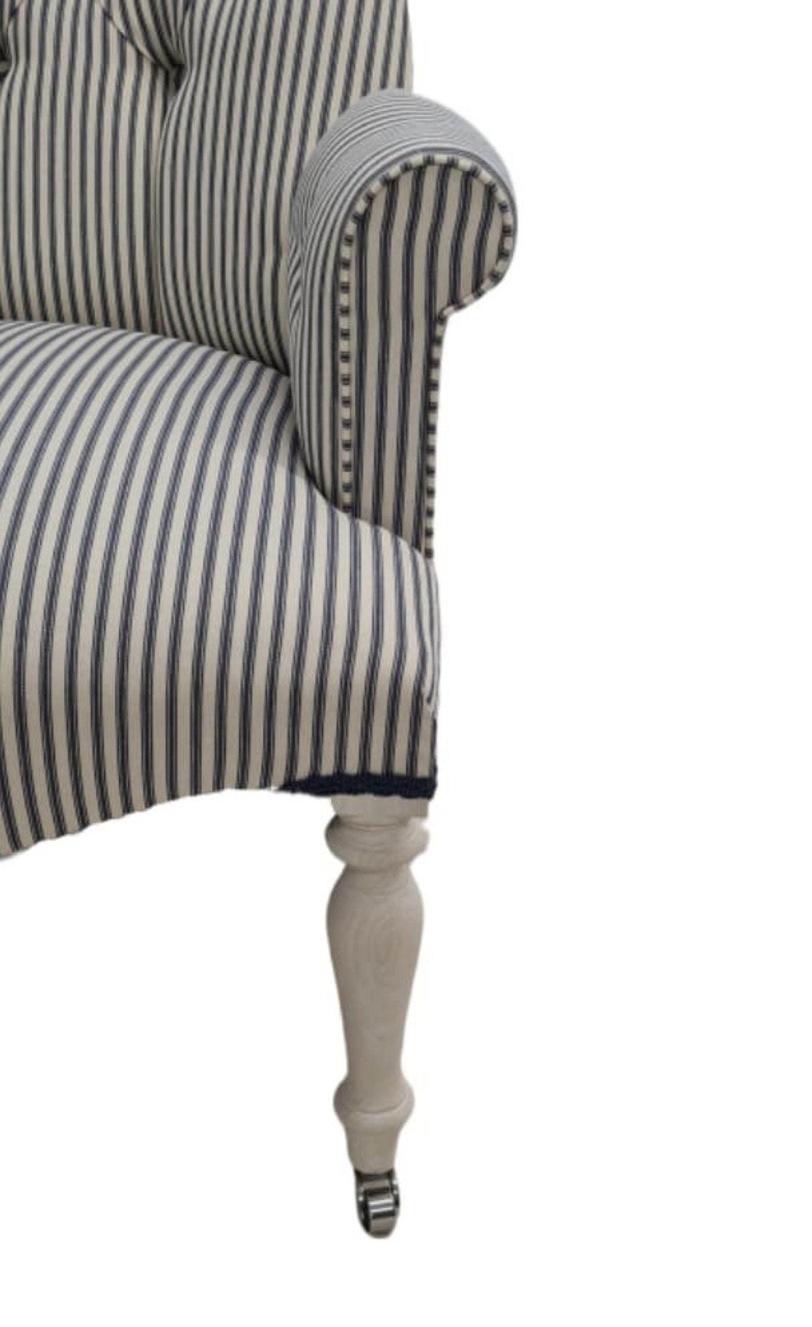 Armchair Blue ticking stripe Chair/Bedroom Chair. Handmade in Etsy