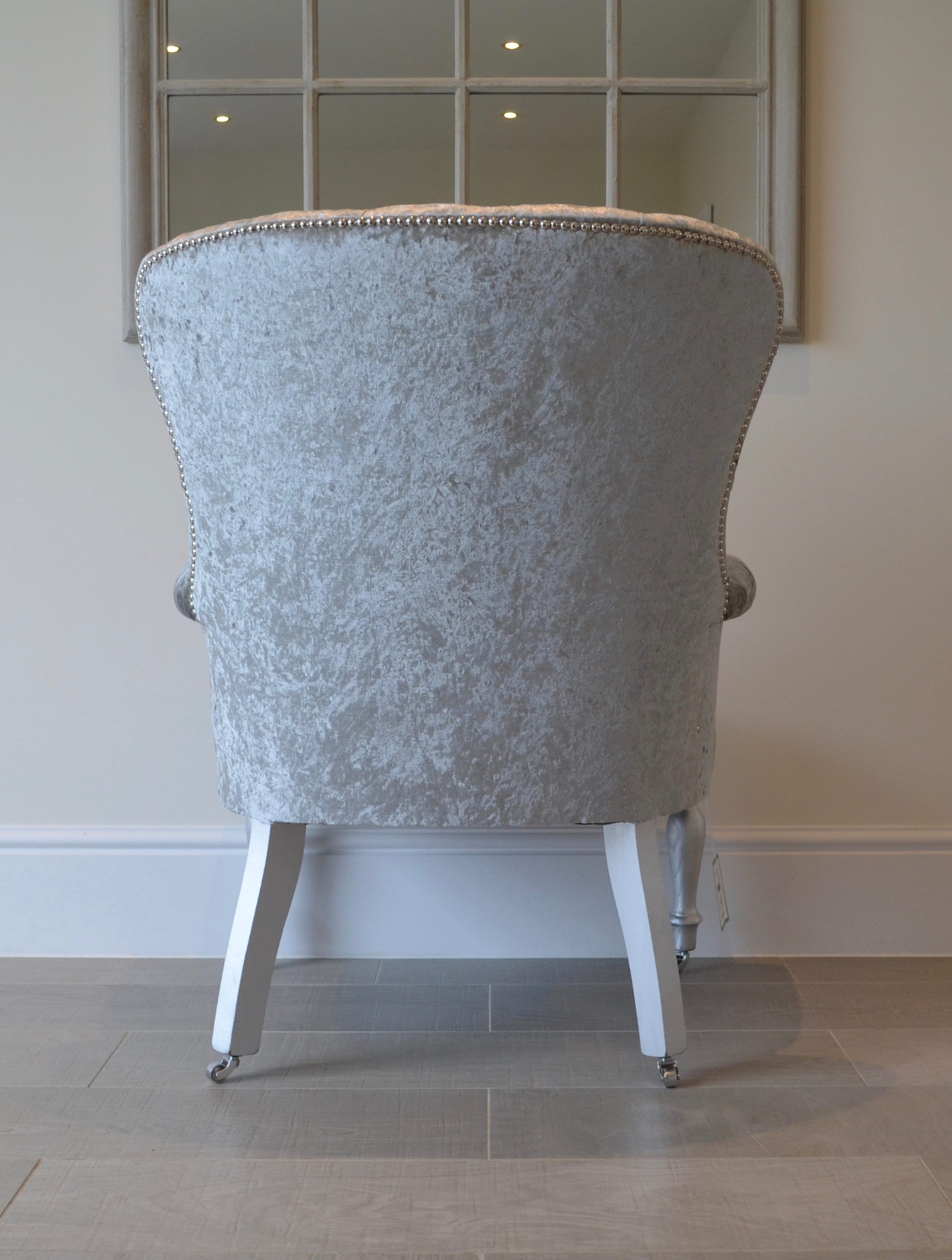 Armchair Chair Seat Plain Silver Crushed Velvet. Handmade in UK Etsy