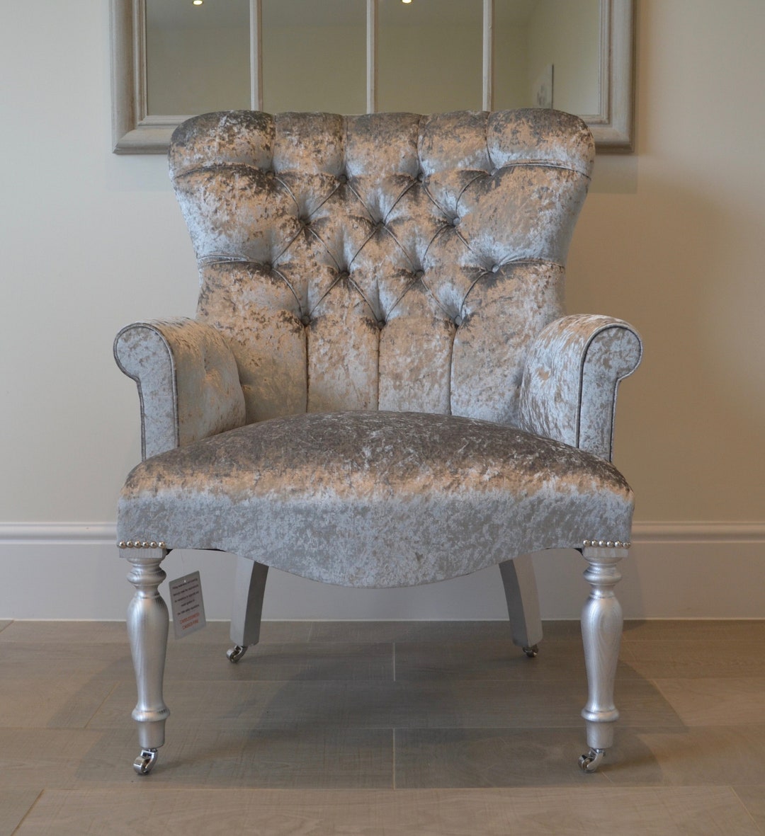 Silver crushed velvet dining chairs sales