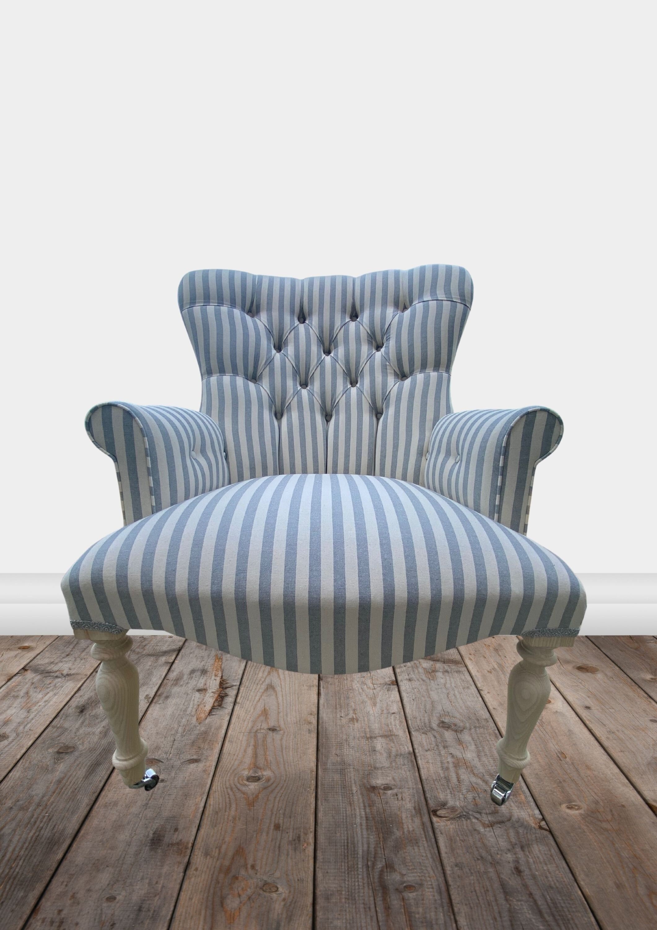 Blue cheap striped armchair