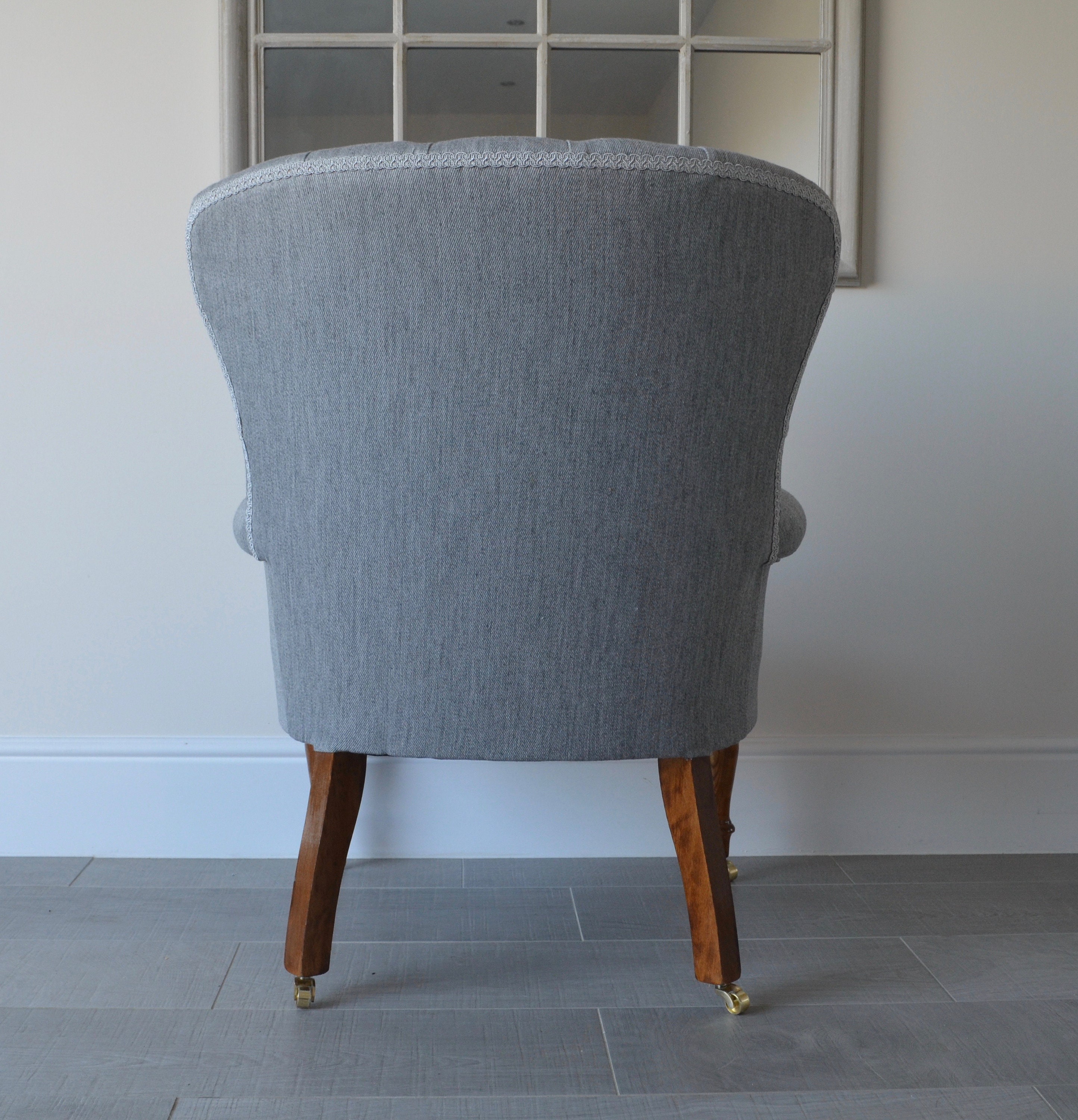 Grey Herringbone Armchair Chair/Bedroom Chair. Handmade in UK Etsy