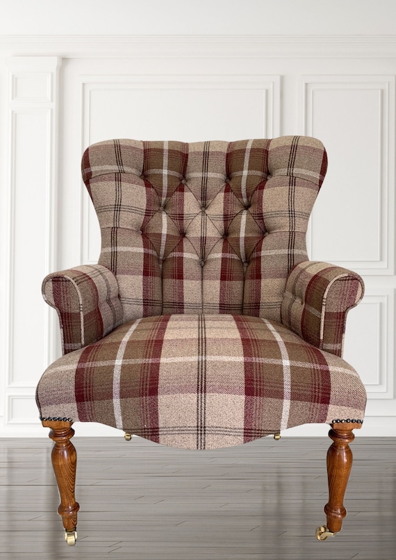 Green check online armchair