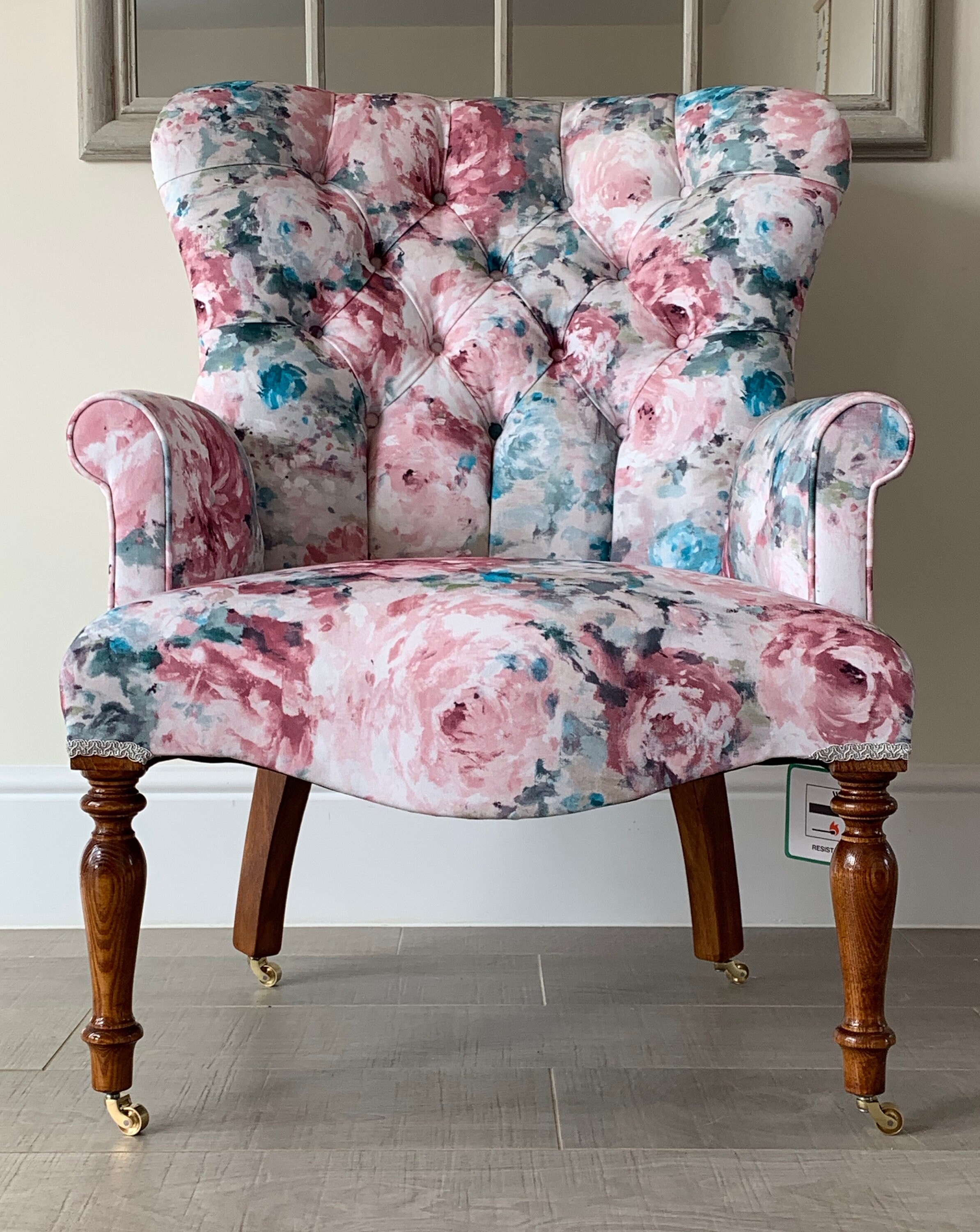 Digital Printed Rose Floral Armchair/Chair On Multi Coloured Etsy
