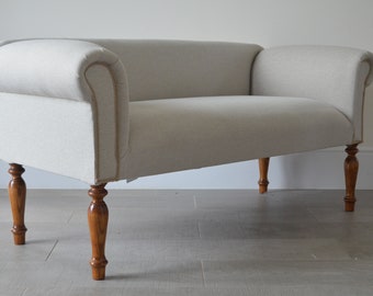 Occasional traditional Sofa/Chair/ Seat/ bench in a plain Beige Herringbone Fabric.