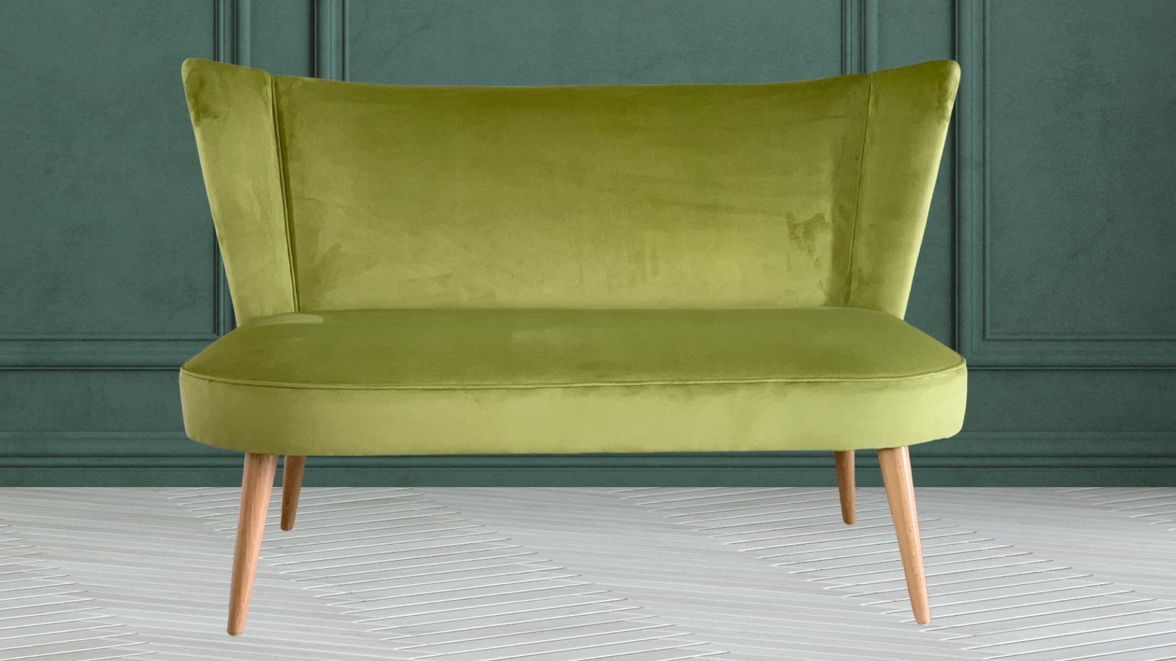 Two Seater Cocktail Sofa Bench Seat in Plain Sage apple Green Velvet Handmade in UK Etsy UK