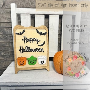 Happy Halloween bucket sign insert for changeable shelf sitter sign laser svg