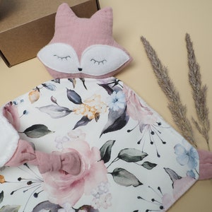 Animal lovey, Comfort blanket, Flower print lovey, Fox comforter, Taggie blanket, Security blanket, Double gauze baby lovey, Fox baby lovey